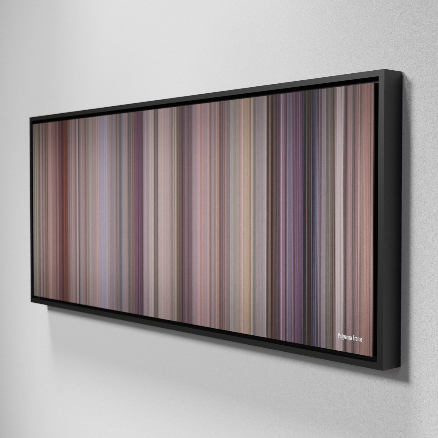 Side view of Framed Buff's of Pollyanna Frome on the wall