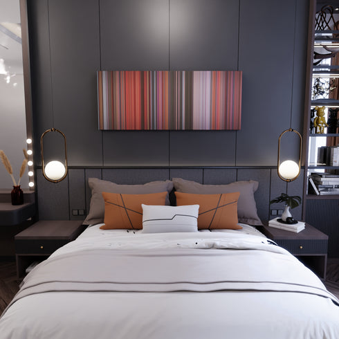 Bedroom interior with Flash Gordon Frome on the wall