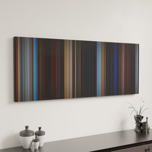Bullet canvas art in modern interior - movie color palette