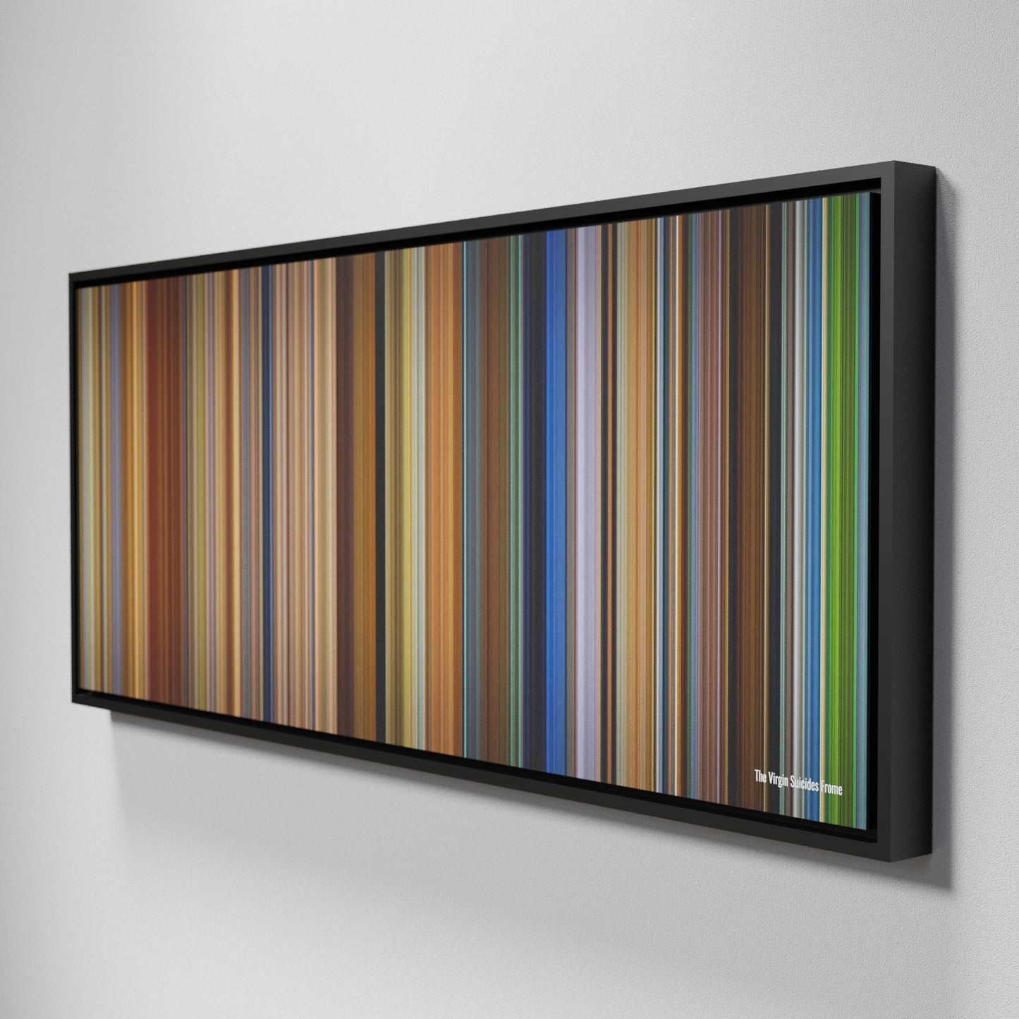 Side view of Framed Buff's of The Virgin Suicides Frome on the wall