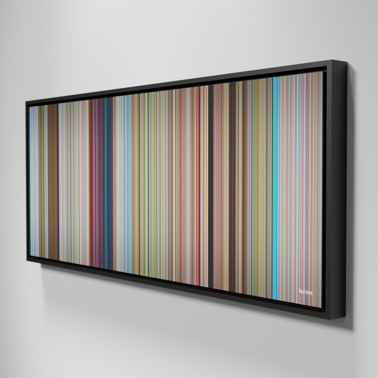 Side view of Framed Buff's of Rad Frome on the wall