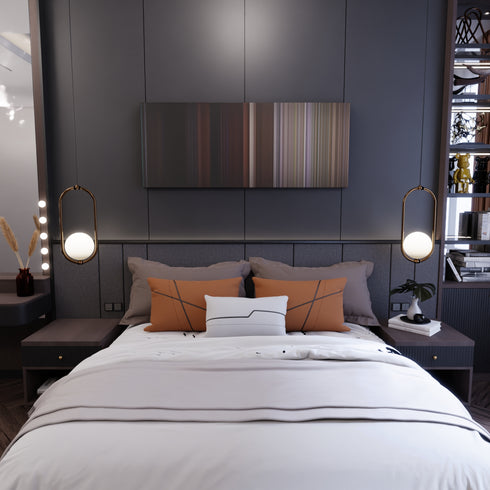 Bedroom interior with Mallrats Frome on the wall