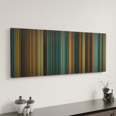 Rendition canvas art in modern interior - movie color palette