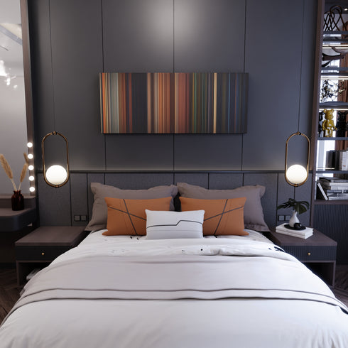 Bedroom interior with Monster House Frome on the wall