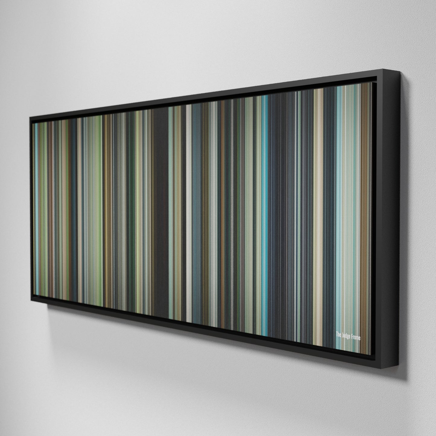 Side view of Framed Buff's of The Judge Frome on the wall