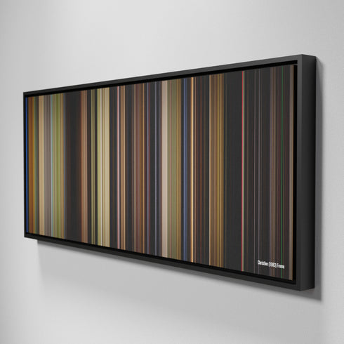 Side view of Framed Buff's of Christine Frome on the wall