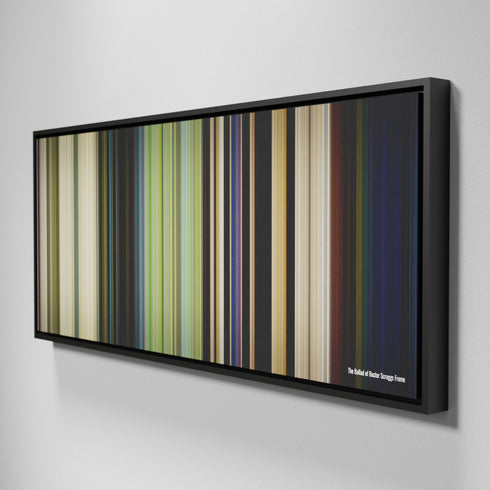 Side view of Framed Buff's of The Ballad of Buster Scruggs Frome on the wall