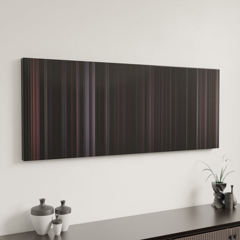 Bound canvas art in modern interior - movie color palette
