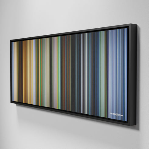 Side view of Framed Buff's of City of God Frome on the wall