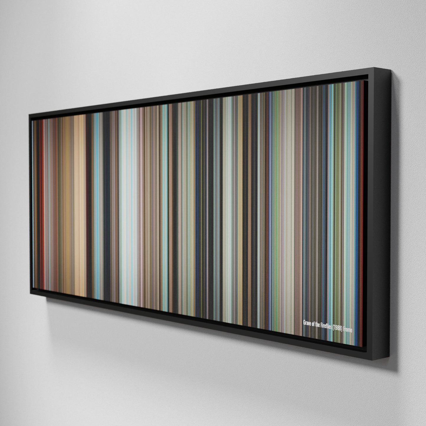 Side view of Framed Buff's of Grave of the Fireflies Frome on the wall