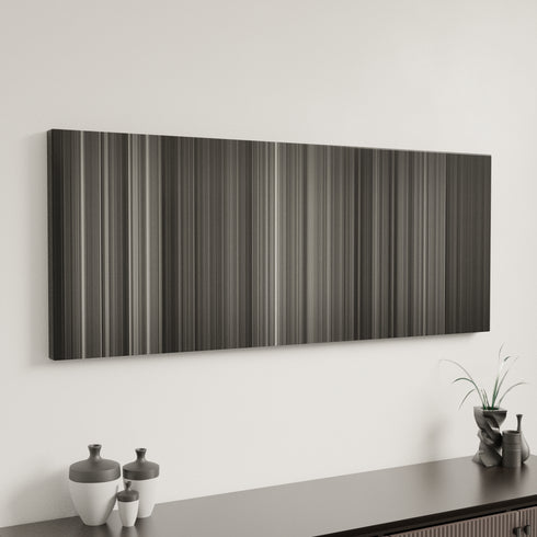 M canvas art in modern interior - movie color palette