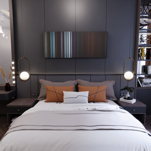 Bedroom interior with Squid Game: VIPS on the wall