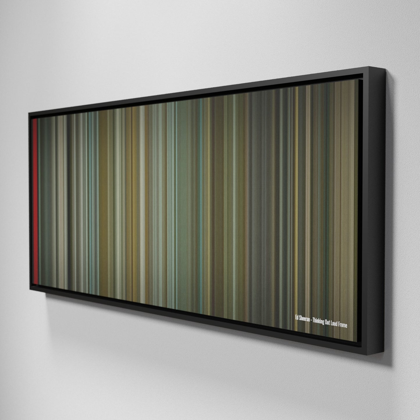 Side view of Framed Buff's of Ed Sheeran - Thinking Out Loud Frome on the wall