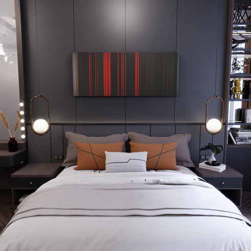 Bedroom interior with The Black Eyed Peas - Boom Boom Pow Frome on the wall