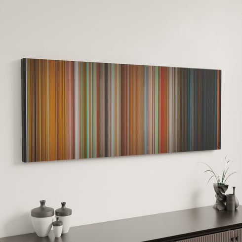 Friday canvas art in modern interior - movie color palette