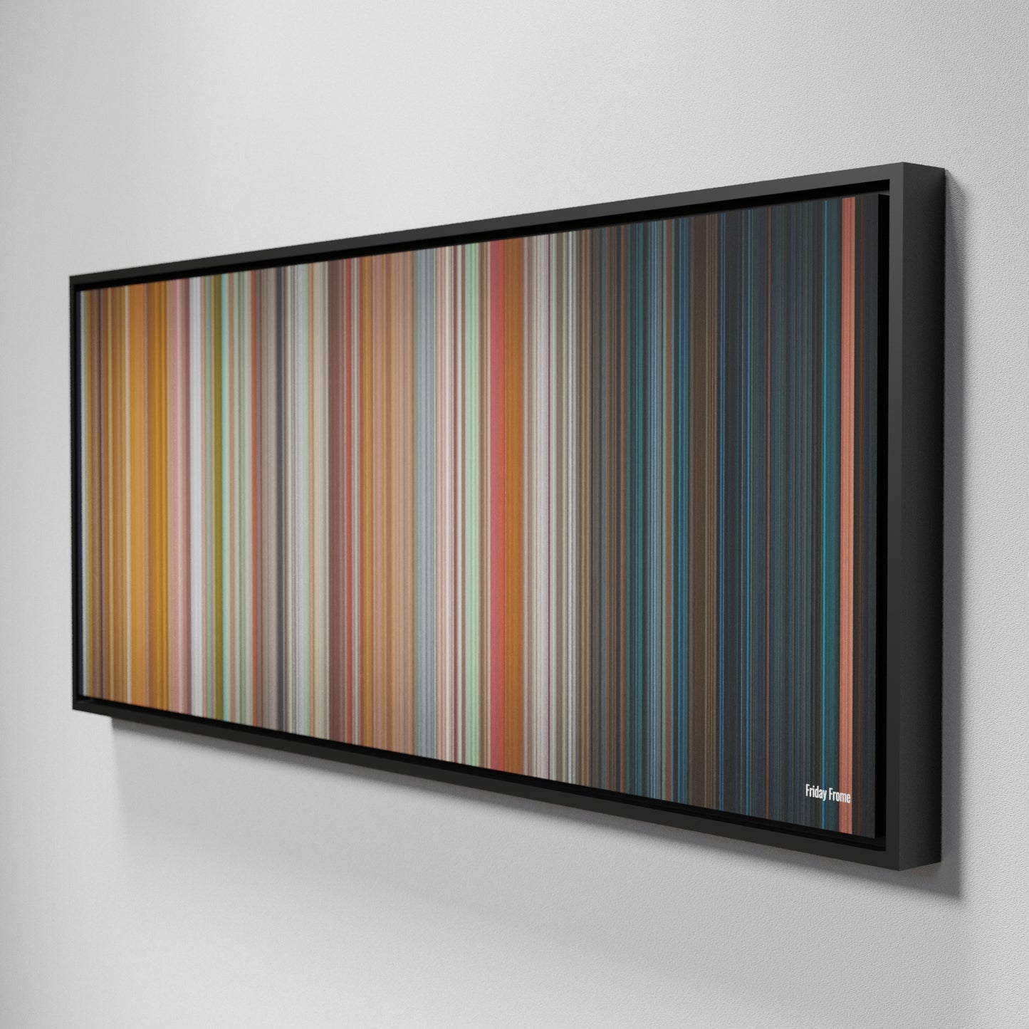 Side view of Framed Buff's of Friday Frome on the wall