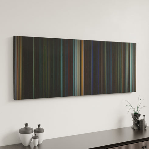 Collateral canvas art in modern interior - movie color palette