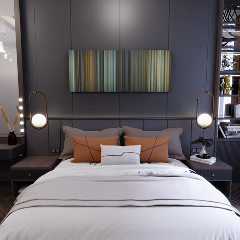 Bedroom interior with Train-to-Busan Frome on the wall