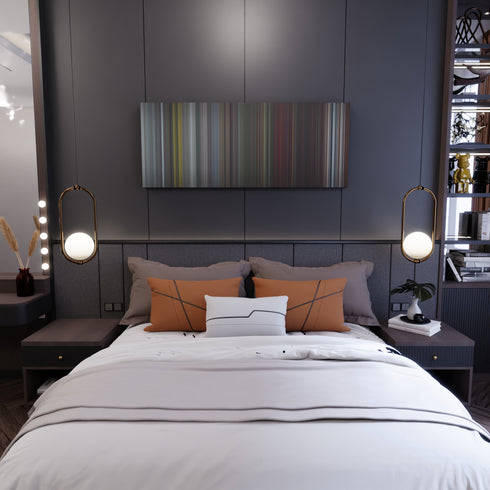 Bedroom interior with Charlie-Puth-We-Dont-Talk-Anymore Frome on the wall