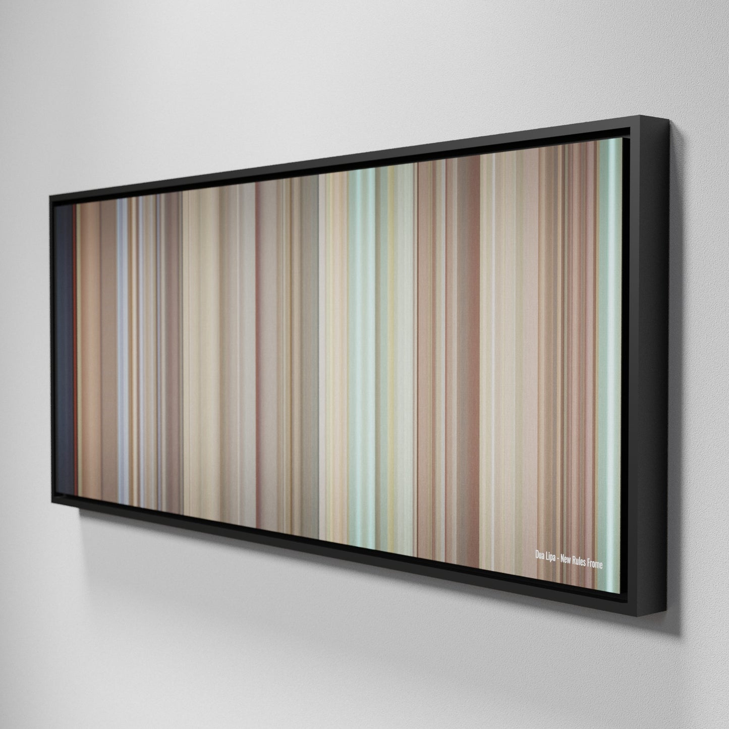 Side view of Framed Buff's of Dua-Lipa-New-Rules Frome on the wall