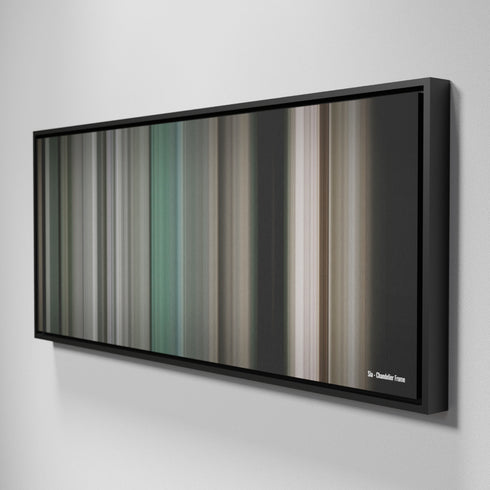 Side view of Framed Buff's of Sia-Chandelier Frome on the wall