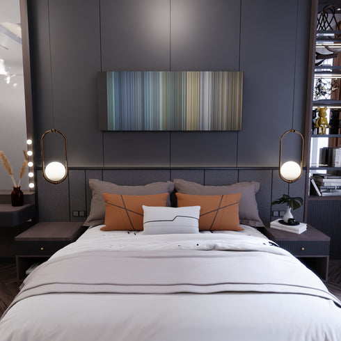 Bedroom interior with LMFAO-Party-Rock-Anthem Frome on the wall