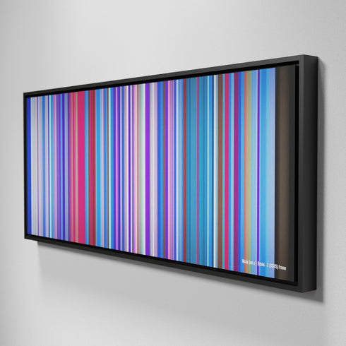 Side view of Framed Buff's of Nicky-Jam-x-J-Balvin-X-EQUIS Frome on the wall