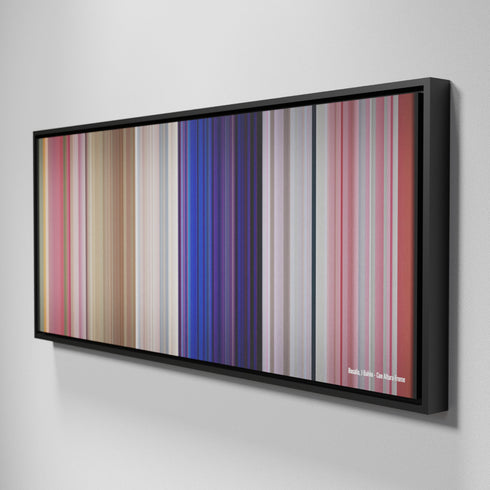 Side view of Framed Buff's of Rosalia-J-Balvin-Con-Altura Frome on the wall