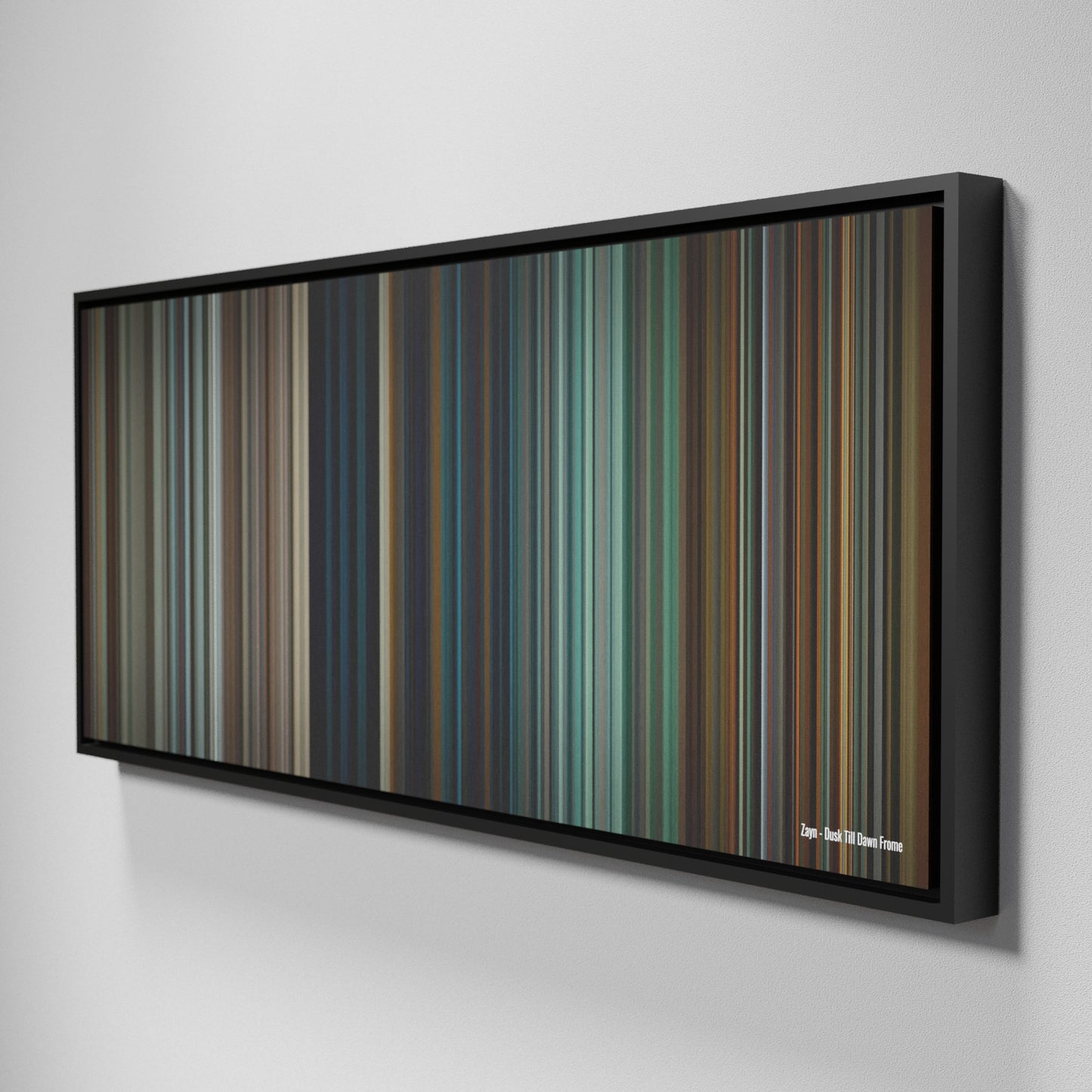 Side view of Framed Buff's of Zayn-Dusk-Till-Dawn Frome on the wall