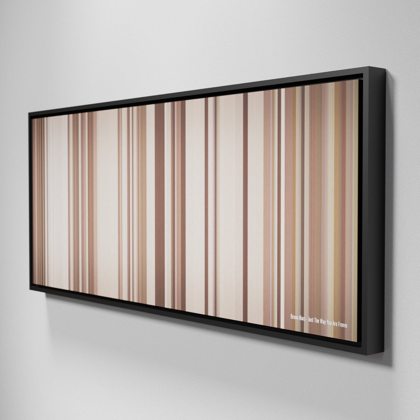 Side view of Framed Buff's of Bruno-Mars-Just-The-Way-You-Are Frome on the wall