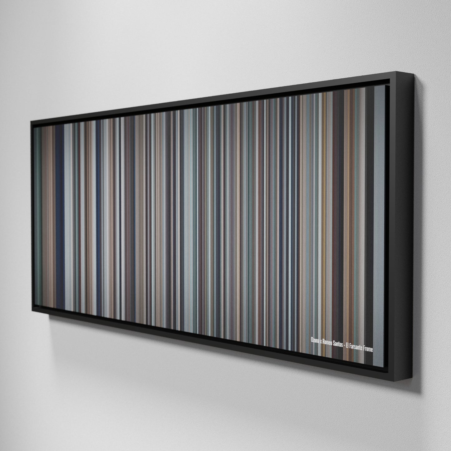 Side view of Framed Buff's of Ozuna-x-Romeo-Santos-El-Farsante Frome on the wall