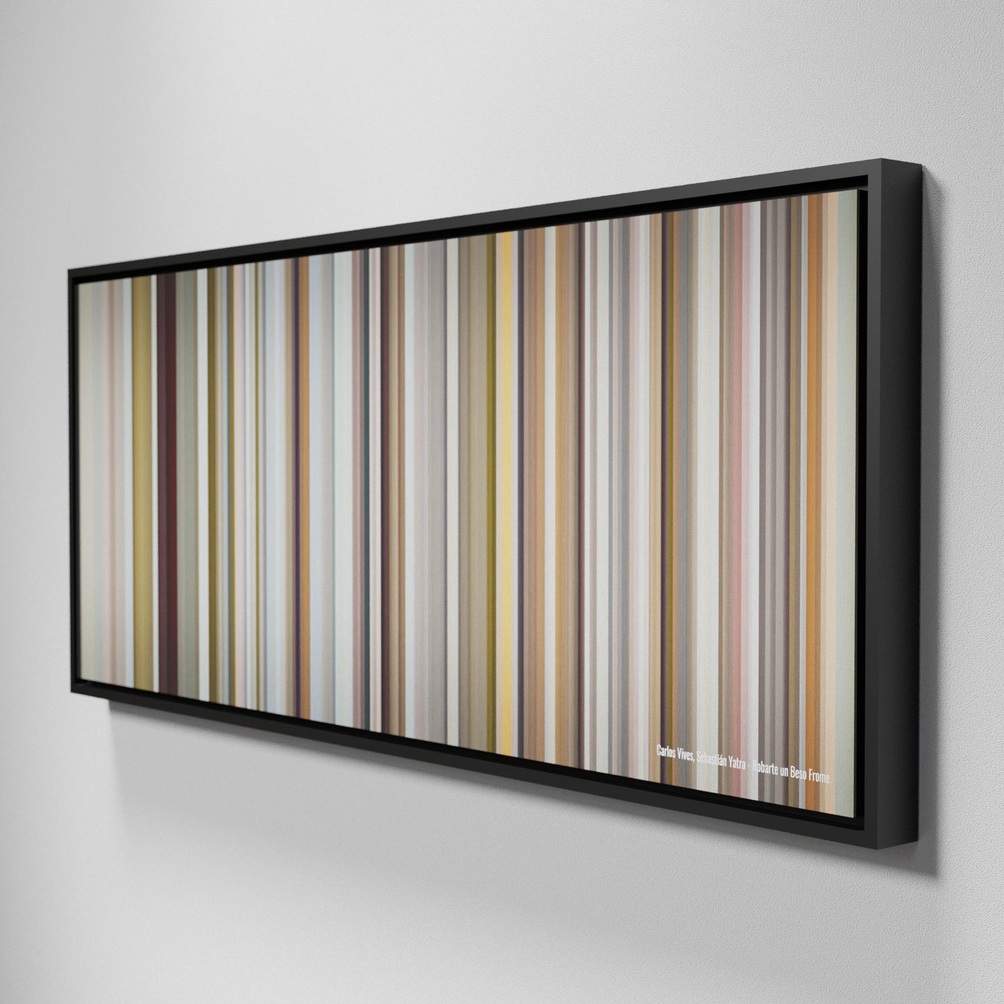 Side view of Framed Buff's of Carlos-Vives-Sebastian-Yatra-Robarte-un-Beso Frome on the wall