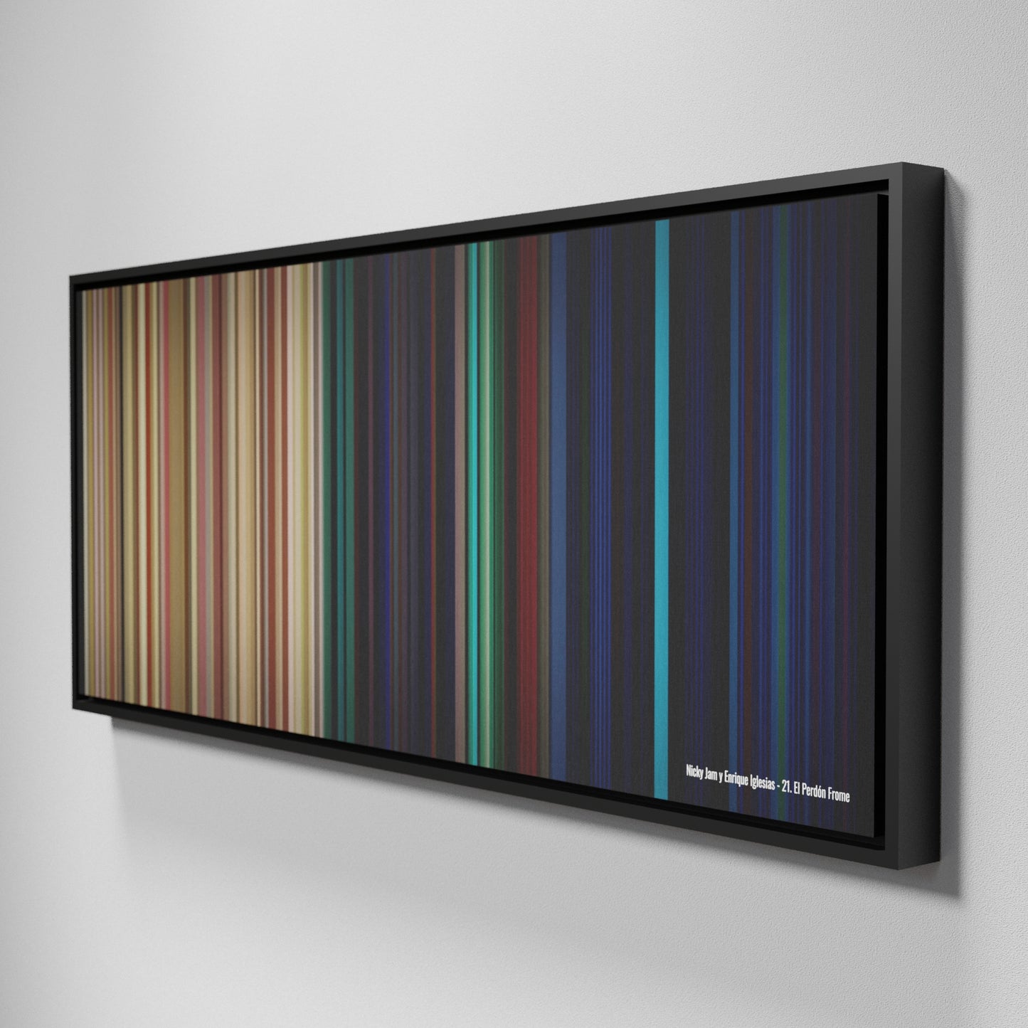 Side view of Framed Buff's of Nicky-Jam-y-Enrique-Iglesias-21-El-Perdon Frome on the wall