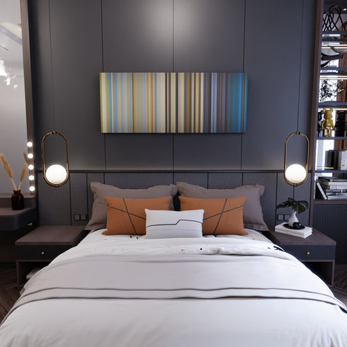 Bedroom interior with Prince-Royce-Darte-un-Beso Frome on the wall