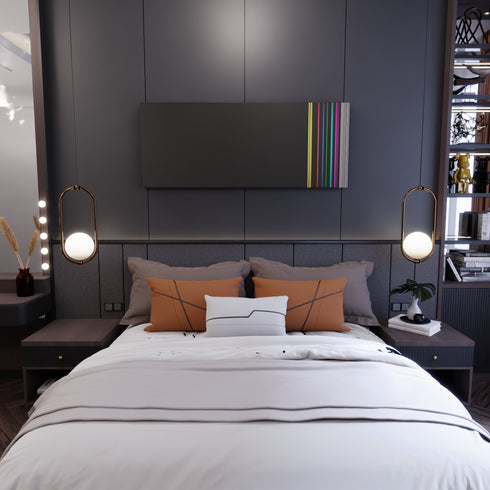 Bedroom interior with Arctic-Monkeys-Do-I-Wanna-Know Frome on the wall