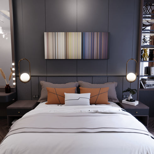 Bedroom interior with Pitbull-Rain-Over-Me Frome on the wall