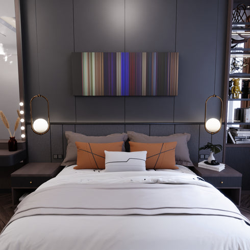 Bedroom interior with J-Balvin-6-AM Frome on the wall