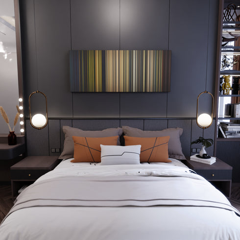 Bedroom interior with Bruno-Mars-Grenade Frome on the wall