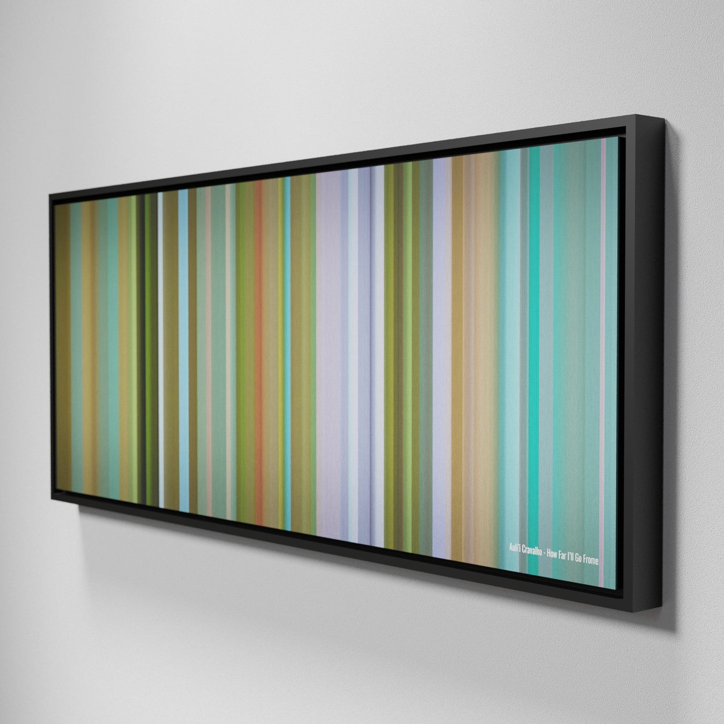 Side view of Framed Buff's of Aulii-Cravalho-How-Far-Ill-Go Frome on the wall