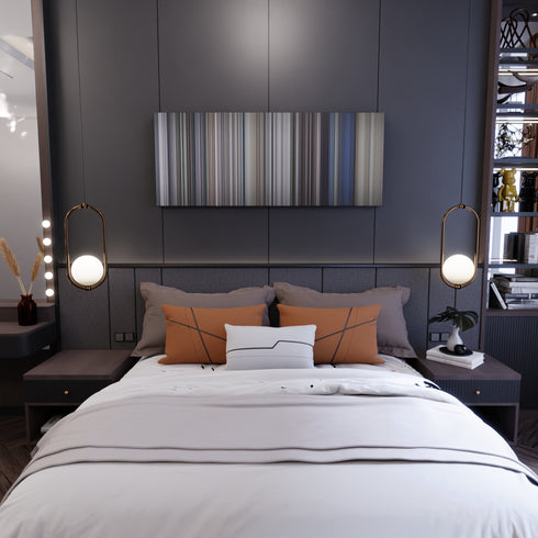 Bedroom interior with Macklemore--Rayan-Lewis-Cant-Hold-Us Frome on the wall