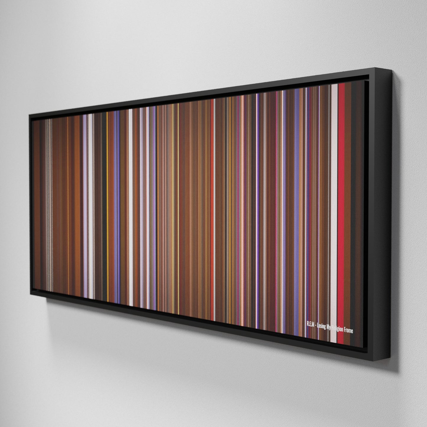 Side view of Framed Buff's of REM-Losing-My-Religion Frome on the wall