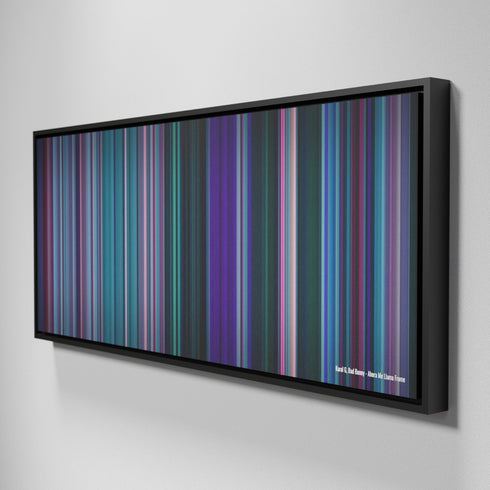 Side view of Framed Buff's of Karol-G-Bad-Bunny-Ahora-Me-Llama Frome on the wall