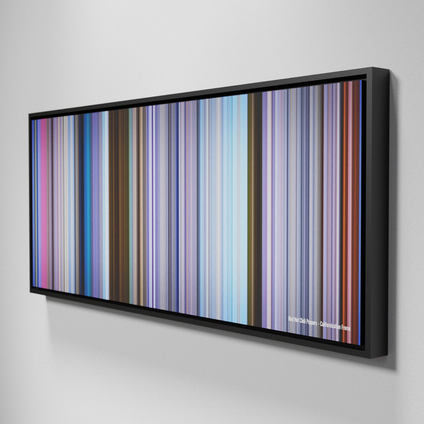 Side view of Framed Buff's of Red-Hot-Chili-Peppers-Californication Frome on the wall