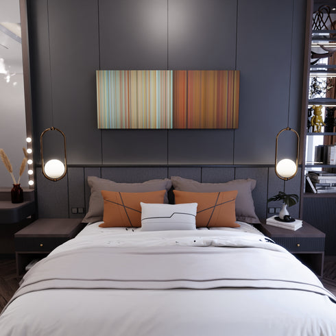 Bedroom interior with LMFAO-Sexy-and-I-Know-It Frome on the wall