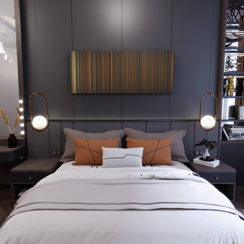 Bedroom interior with Shakira-Perro-Fiel Frome on the wall