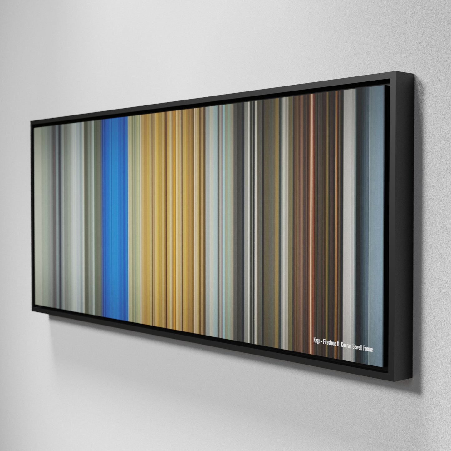 Side view of Framed Buff's of Kygo-Firestone Frome on the wall