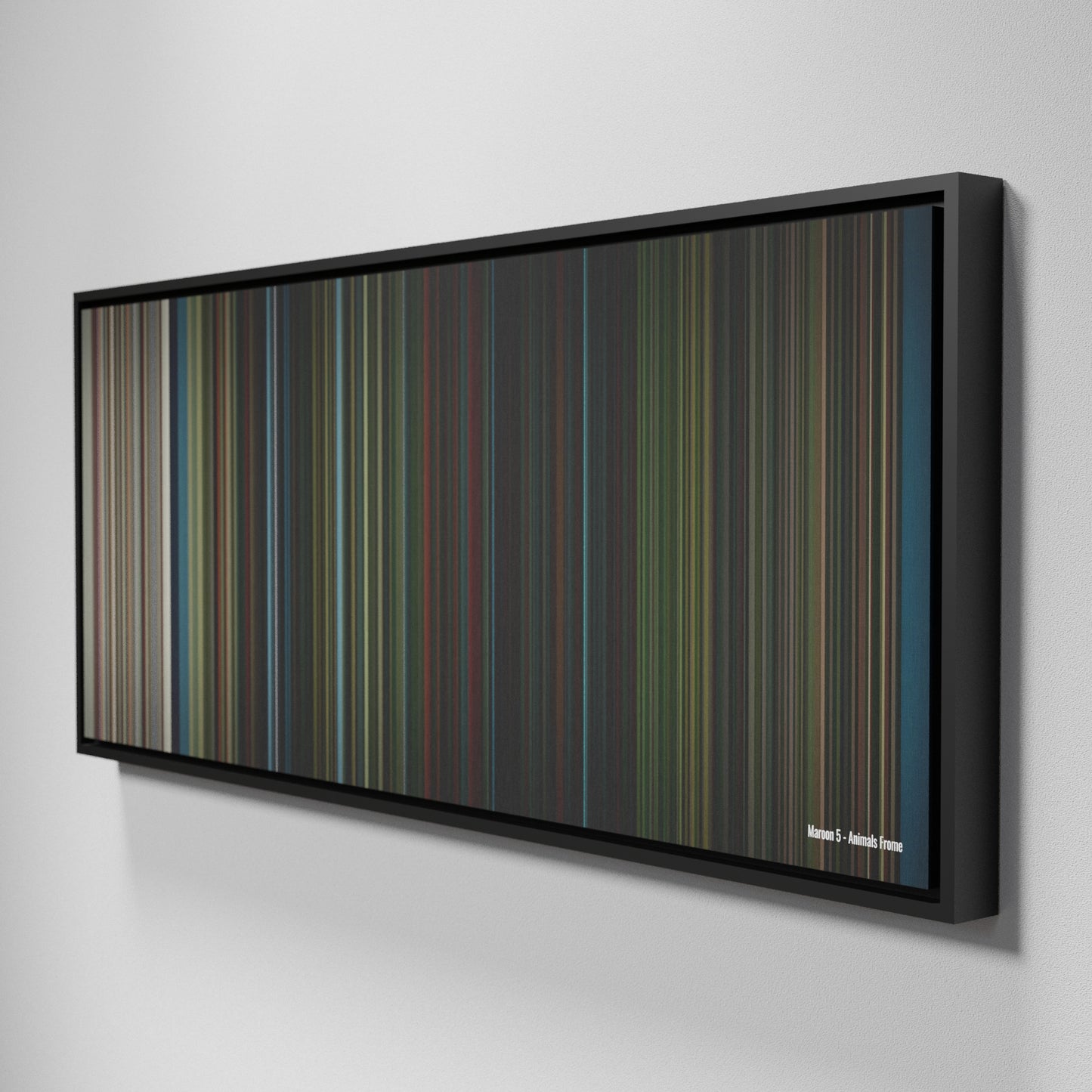 Side view of Framed Buff's of Maroon-5-Animals Frome on the wall