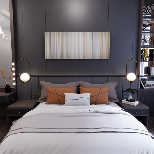 Bedroom interior with Chino--Nacho-Andas-En-Mi-Cabeza Frome on the wall