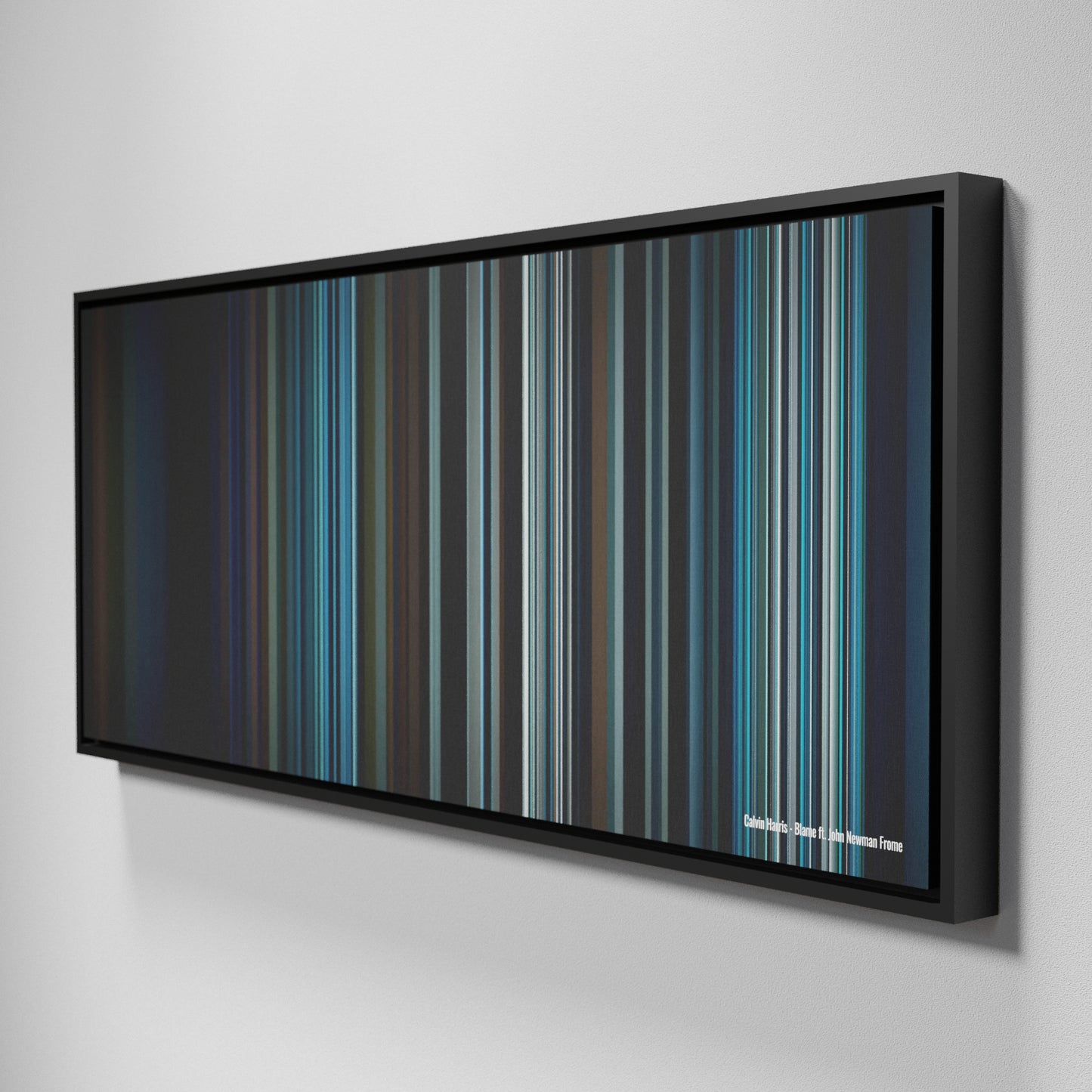 Side view of Framed Buff's of Calvin-Harris-Blame Frome on the wall