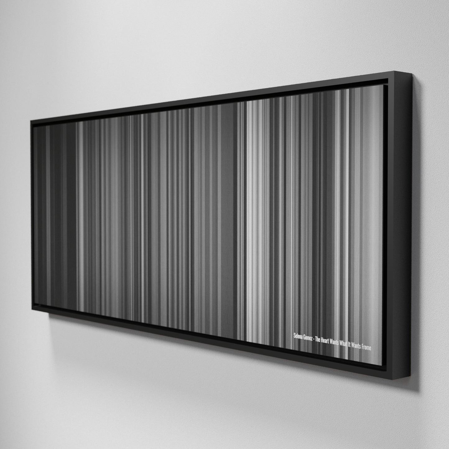 Side view of Framed Buff's of Selena-Gomez-The-Heart-Wants-What-It-Wants Frome on the wall